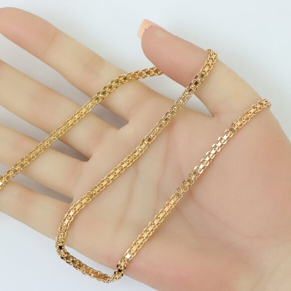 "Classic Rose Gold Flat Link Chain Necklace for Everyday Elegance, XPNL0166 - Picture 2 of 12